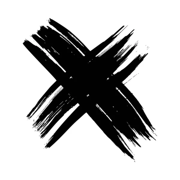 Hand Getekende Kruis Symbool Zwarte Schets Kruis Symbool Witte Achtergrond — Stockvector