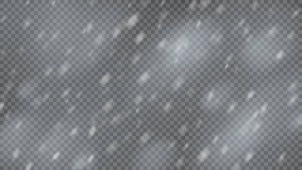 Snowstorm Falling Snowflakes Transparent Background Blizzard White Snowflakes Christmas Snow — Image vectorielle