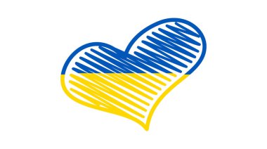 Ukrayna renginde kalp. Sarı ve mavi kalp beyaz arkaplanda. Vektör illüstrasyonu