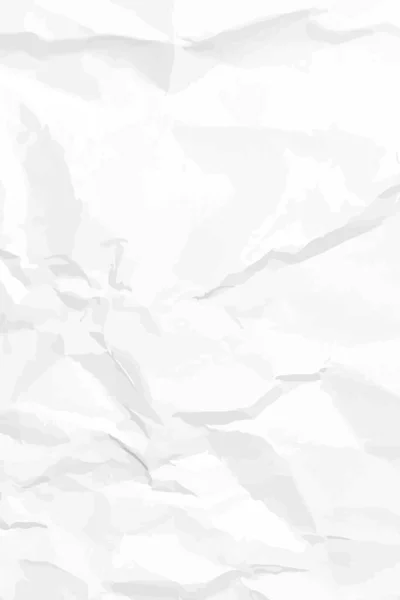 White Lean Crumpled Paper Background Vertical Crumpled Empty Paper Template — Stockvector