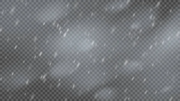 Snowstorm Falling Snowflakes Transparent Background Blizzard White Snowflakes Christmas Snow — Image vectorielle