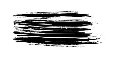 Siyah fırça darbesi. El çizimi mürekkep lekesi beyaz arka planda izole edilmiş. Vektör illüstrasyonu