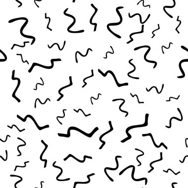 Siyah çizim elli kusursuz desen beyaz arkaplana karalamalı şekil çizmiş. Soyut grunge dokusu. Vektör illüstrasyonu