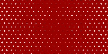 Kusursuz bir hastane geçmişi ve sembolleri var. Kırmızı arka planda tıbbın beyaz sembolü. Vektör illüstrasyonu