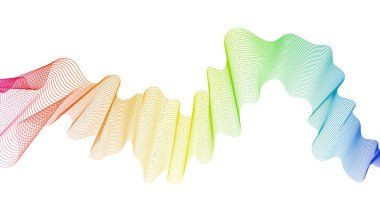 Beyaz zemin üzerinde renkli dalga gradyan çizgileri olan soyut arkaplan. Modern teknoloji arka planı, dalga tasarımı. Vektör illüstrasyonu