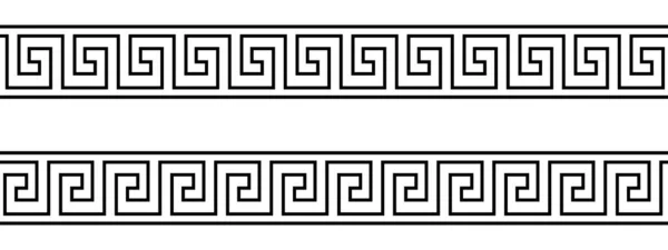 Seamless Greek Key Patterns Black White Decorative Ornament Vector Illustration — Stock vektor