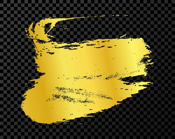 Gold Brush Stroke Hand Drawn Ink Spot Isolated Dark Background — Stockvektor