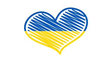 Ukrayna renginde kalp. Sarı ve mavi kalp beyaz arkaplanda. Vektör illüstrasyonu