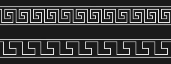 Seamless Greek Key Patterns Black White Decorative Ornament Vector Illustration — Vetor de Stock