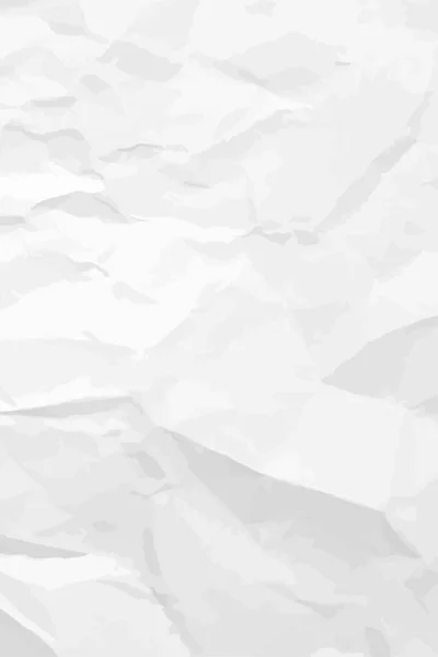 White Lean Crumpled Paper Background Vertical Crumpled Empty Paper Template — 图库矢量图片