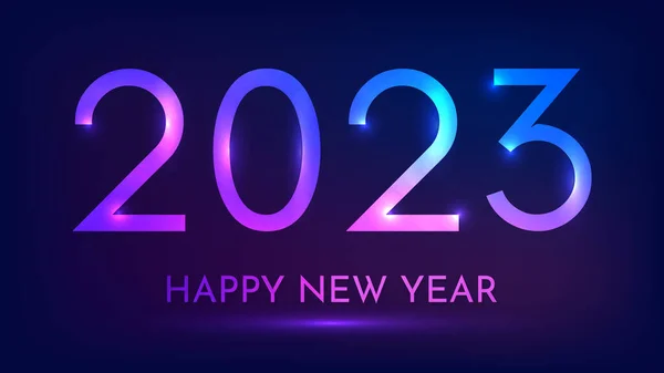 2023 Happy New Year Neon Background Abstract Neon Backdrop Lights — Stock Vector