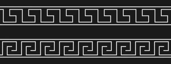 Seamless Greek Key Patterns Black White Decorative Ornament Vector Illustration — Stockový vektor