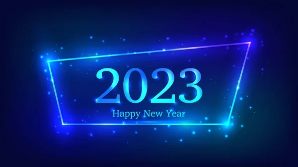 2023 Happy New Year Neon Background Neon Frame Shining Effects — Image vectorielle