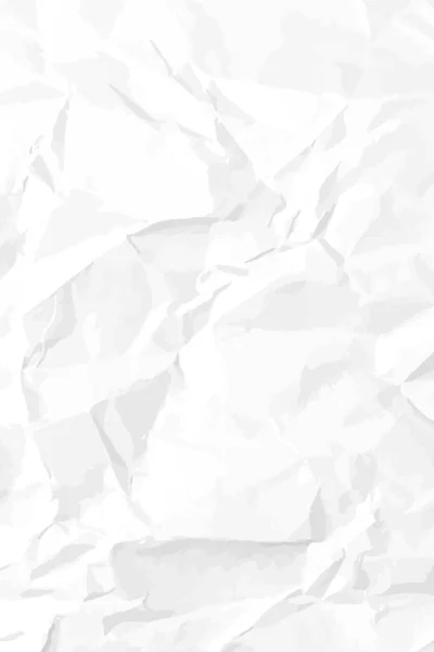 White Lean Crumpled Paper Background Vertical Crumpled Empty Paper Template — 图库矢量图片