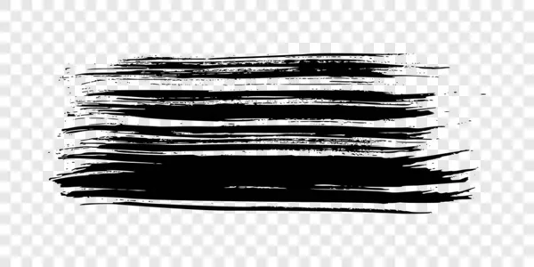 Чорний Штрих Пензля Рука Намальована Пляма Чорнила Ізольована Прозорому Фоні — стоковий вектор