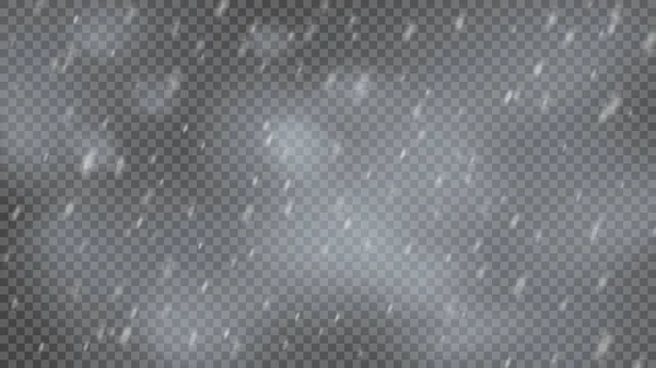 Snowstorm Falling Snowflakes Transparent Background Blizzard White Snowflakes Christmas Snow — Image vectorielle