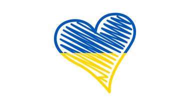Ukrayna renginde kalp. Sarı ve mavi kalp beyaz arkaplanda. Vektör illüstrasyonu
