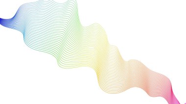 Beyaz zemin üzerinde renkli dalga gradyan çizgileri olan soyut arkaplan. Modern teknoloji arka planı, dalga tasarımı. Vektör illüstrasyonu