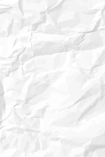 White Lean Crumpled Paper Background Vertical Crumpled Empty Paper Template — Wektor stockowy