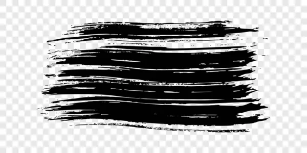Zwarte Penseelstreek Handgetekende Inktvlek Geïsoleerd Transparante Achtergrond Vectorillustratie — Stockvector
