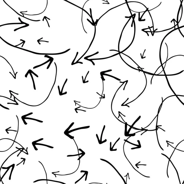 Beyaz arka planda siyah el okları çizilmiş pürüzsüz desen. Vektör illüstrasyonu
