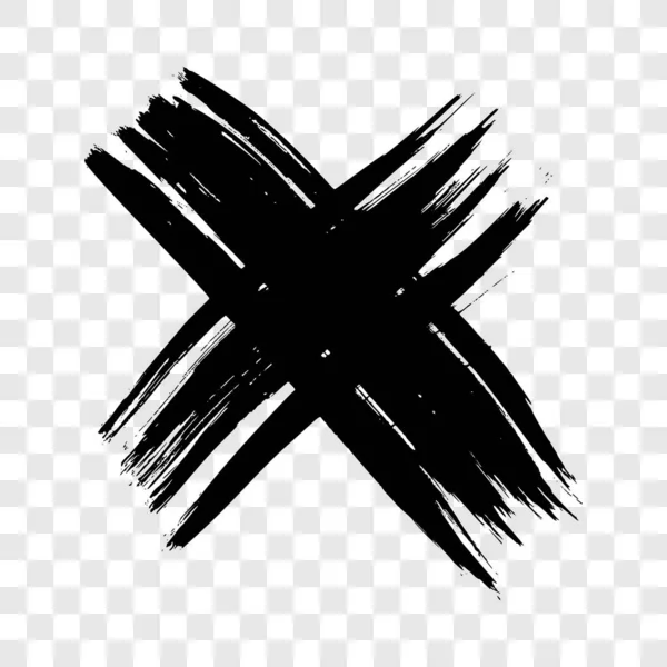Croix Dessinée Main Esquisse Noire Symbole Croix Sur Fond Transparent — Image vectorielle