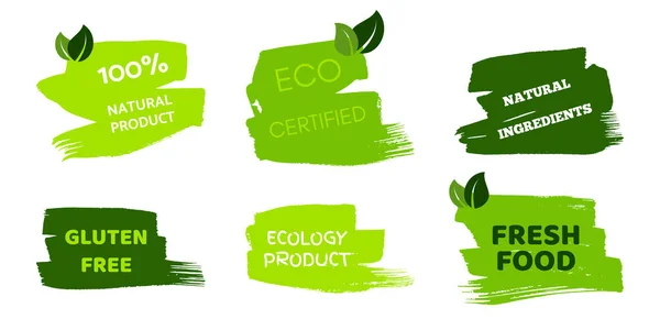 Green Natural Bio Labels Set Green Organic Bio Eco Vegan — Stockvektor