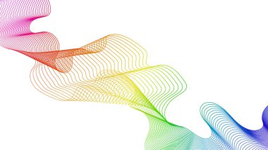 Beyaz zemin üzerinde renkli dalga gradyan çizgileri olan soyut arkaplan. Modern teknoloji arka planı, dalga tasarımı. Vektör illüstrasyonu