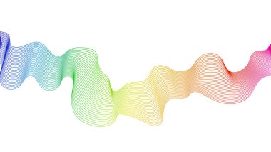 Beyaz zemin üzerinde renkli dalga gradyan çizgileri olan soyut arkaplan. Modern teknoloji arka planı, dalga tasarımı. Vektör illüstrasyonu