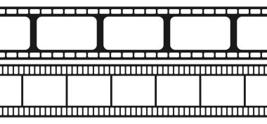 Set of seamless film strips. Tape of movie template on white background. Vector illustration