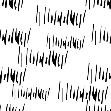 Beyaz arka planda soyut şekillerde siyah kalem fırça darbeleriyle kusursuz desen. Vektör illüstrasyonu