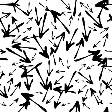 Beyaz arka planda siyah el okları çizilmiş pürüzsüz desen. Vektör illüstrasyonu