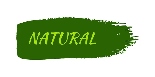 Green Natural Bio Label Inscription Natural Green Label Hand Drawn — Vettoriale Stock