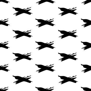 Elle çizilmiş çapraz sembollü kusursuz desen. Beyaz arka planda siyah çizim işareti. Vektör illüstrasyonu