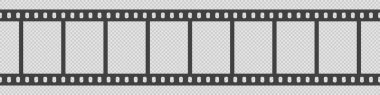 Seamless film strip. Tape of movie template on transparent background. Vector illustration