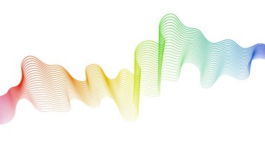 Beyaz zemin üzerinde renkli dalga gradyan çizgileri olan soyut arkaplan. Modern teknoloji arka planı, dalga tasarımı. Vektör illüstrasyonu