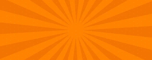橙色漫画书背景 流行艺术风格 空间空旷 带有射线 圆点和半色调效果纹理的模板 矢量说明 — 图库矢量图片