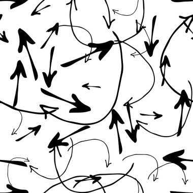 Beyaz arka planda siyah el okları çizilmiş pürüzsüz desen. Vektör illüstrasyonu