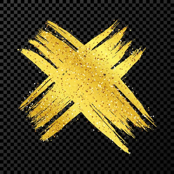 Simbolo Croce Disegnato Mano Simbolo Croce Schizzo Oro Sfondo Scuro — Vettoriale Stock