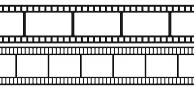 Set of seamless film strips. Tape of movie template on white background. Vector illustration