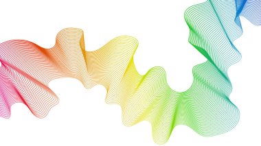 Beyaz zemin üzerinde renkli dalga gradyan çizgileri olan soyut arkaplan. Modern teknoloji arka planı, dalga tasarımı. Vektör illüstrasyonu