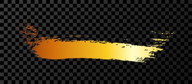Gold brush stroke. Hand drawn ink spot isolated on dark background. Vector illustration