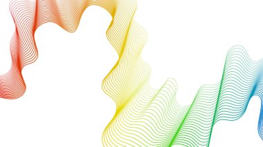 Beyaz zemin üzerinde renkli dalga gradyan çizgileri olan soyut arkaplan. Modern teknoloji arka planı, dalga tasarımı. Vektör illüstrasyonu