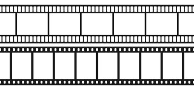 Set of seamless film strips. Tape of movie template on white background. Vector illustration