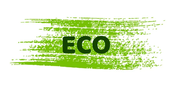 Green Natural Bio Label Inscription Eco Green Label Hand Drawn — Stock vektor