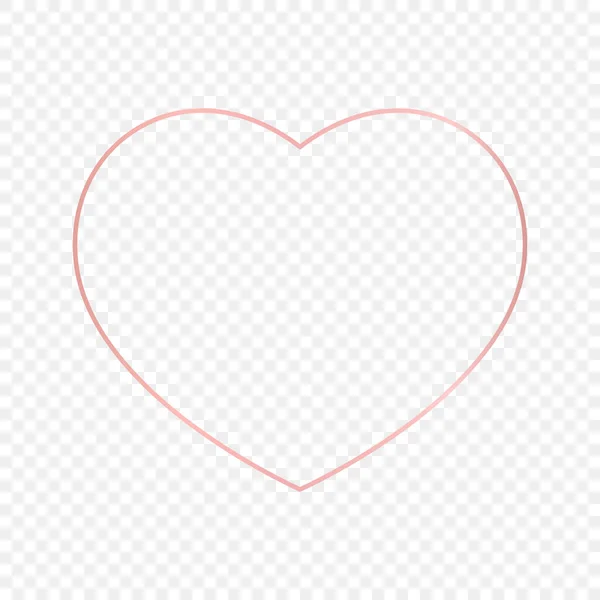 Ροζ Χρυσό Λαμπερό Πλαίσιο Σχήμα Καρδιάς Απομονώνονται Διαφανές Φόντο Γυαλιστερό — Διανυσματικό Αρχείο