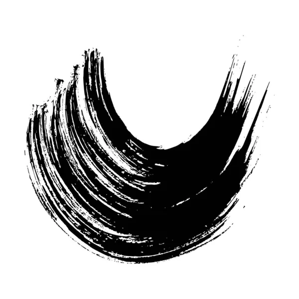 Черные Гранжевые Полукруглые Мазки Кистью Раскрашенные Волнистые Чернильные Полоски Тушь — стоковый вектор