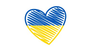 Ukrayna renginde kalp. Sarı ve mavi kalp beyaz arkaplanda. Vektör illüstrasyonu