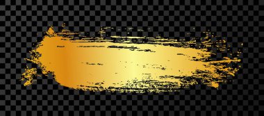 Gold brush stroke. Hand drawn ink spot isolated on dark background. Vector illustration