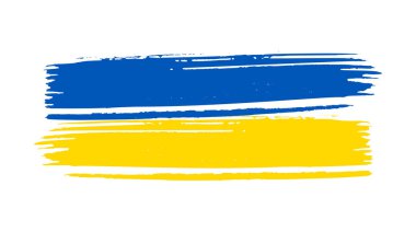 Grunge tarzında Ukrayna ulusal bayrağı. Ukrayna 'nın fırça darbesi bayrağıyla boyanmış. Vektör illüstrasyonu